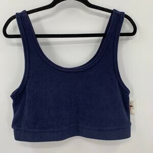 Offline by Aerie Womens XL Summer Lights French Terry Cropped Tank Navy Stretch